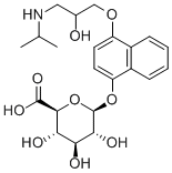 structure of CAS# 94731-13-2, 4-HydroxyPropranolol Glucuronide;(2S,3S,4S,5R,6S)-3,4,5-Trihydroxy-6-[[4-[2-Hydroxy-3-(Isopropylamino)Propoxy]-1-Naphthyl]Oxy]Tetrahydropyran-2-Carboxylic Acid;(2S,3S,4S,5R,6S)-3,4,5-Trihydroxy-6-[[4-[2-Hydroxy-3-(Isopropylamino)Propoxy]-1-Naphthyl]Oxy]-2-Tetrahydropyrancarboxylic Acid;(