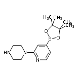 structure of CAS# 957198-31-1, 1-[4-(4,4,5,5-Tetramethyl-1,3,2-dioxaborolan-2-yl)-2-pyridinyl]piperazine;1-ethyl-4<wbr>-(4-(4,4,<wbr>5,5-tetra<wbr>methyl-1,<wbr>3,2-dioxa<wbr>borolan-2<wbr>-yl)pheny<wbr>l)piperaz<wbr>ine;2-(1-Piperazino)pyridine-4-boronic acid pinacol ester;2-(1-Piperazinyl)-4-pyridineboronic acid pinacol ester
