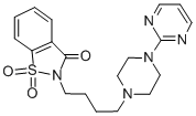 structure of CAS# 95847-70-4, 2-(4-(4-(2-Pyrimidinyl)-1-piperazinyl)butyl)-1,2-benzisothiazol-3(2H)-one 1,1-dioxide;1,1-Dioxo-2-[4-[4-(2-Pyrimidinyl)-1-Piperazinyl]Butyl]-1,2-Benzothiazol-3-One;1,1-Diketo-2-[4-(4-Pyrimidin-2-Ylpiperazin-1-Yl)Butyl]-1,2-Benzothiazol-3-One;Brn 5486134