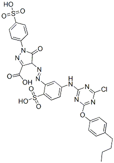 CAS#: 97417-01-1， 4-[[5-[[4-(4-Butylphenoxy)-6-Chloro-1,3,5-Triazin-2-Yl]Amino]-2-Sulphophenyl]Azo]-4,5-Dihydro-5-Oxo-1-(4-Sulphophenyl)-1H-Pyrazole-3-Carboxylic Acid