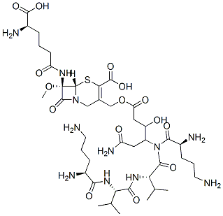 CAS#: 99313-74-3， (7S)-7-[[(R)-5-Amino-5-Carboxy-1-Oxopentyl]Amino]-7-Methoxy-3-[[[6-Amino-3-Hydroxy-4-(L-Ornithyl-L-Valyl-L-Ornithyl-L-Valylamino)-1,6-Dioxohexyl]Oxy]Methyl]Cepham-3-Ene-4-Carboxylic Acid