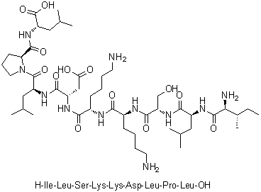L-Isoleucyl-L-leucyl-L-seryl-L-lysyl-L-lysyl-L-alpha-aspartyl-L-leucyl-L-prolyl-L-leucine molecular structure (CAS 1000282-55-2)
