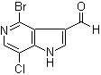 structure of CAS# 1000341-99-0, 4-Bromo-7-chloro-1H-pyrrolo[3,2-c]pyridine-3-carboxaldehyde