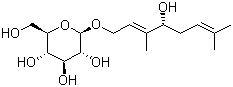 结构式 CAS# 100462-37-1, (2E,4S)-4-羟基-3,7-二甲基-2,6-辛二烯-1-基 beta-D-吡喃葡萄糖苷