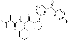 structure of CAS# 1005342-47-1, (4-Fluorophenyl)[5-[(2S)-1-[N-methyl-L-alanyl-(2S)-2-cyclohexylglycyl]-2-pyrrolidinyl]-3-pyridinyl]methanone