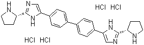 5,5'-[1,1'-Biphenyl]-4,4'-diylbis[2-(2S)-2-pyrrolidinyl-1H-imidazole] hydrochloride (1:4) molecular structure (CAS 1009119-83-8)
