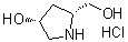 结构式 CAS# 1009335-36-7, (3R,5R)-5-(羟甲基)吡咯烷-3-醇盐酸盐