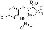 structure of CAS# 1015855-75-0, Imidacloprid-d<sub>4</sub>;1-[(6-Chloro-3-pyridinyl)methyl]-4,5-dihydro-4,5-d<sub>2</sub>-N-nitro-1H-imidazol-4,5-d<sub>2</sub>-2-amine