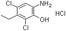 structure of CAS# 101819-99-2, 2,4-Dichloro-3-ethyl-6-aminophenol hydrochloride