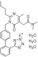 Fimasartan potassium salt hydrate (1:1:3) molecular structure (CAS 1020110-23-9)