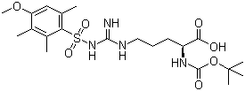 structure of CAS# 102185-38-6, N-Boc-N'-(4-methoxy-2,3,6-trimethylbenzenesulfonyl)-L-arginine;Boc-Arg(Mtr)-OH