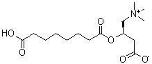 结构式 CAS# 102636-81-7, (2R)-3-羧基-2-[(7-羧基-1-氧代庚基)氧基]-N,N,N-三甲基-1-丙铵内盐