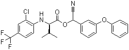 structure of CAS# 102851-06-9, Tau-fluvalinate;Cyano-(3-phenoxyphenyl)methyl N-[2-chloro-4-(trifluoromethyl)phenyl]-D-valinate; (RS)-alpha-Cyano-3-phenoxybenzyl N-(2-chloro-a,a,a-trifluoro-p-tolyl)-D-valinate