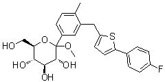 structure of CAS# 1030825-21-8, Methyl 1-C-[3-[[5-(4-fluorophenyl)-2-thienyl]methyl]-4-methylphenyl]-D-glucopyranoside