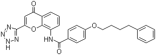 structure of CAS# 103177-37-3, Pranlukast;4-Oxo-8-(4-(4-phenylbutoxy)benzoylamino)-2-(tetrazol-5-yl)-4H-1-benzopyran; N-(4-Oxo-2-(1H-tetrazol-5-yl)-4H-1-benzopyran-8-yl)-4-(4-phenylbutoxy)benzamide