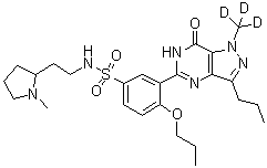 3-[6,7-Dihydro-1-(methyl-d<sub>3</sub>)-7-oxo-3-propyl-1H-pyrazolo[4,3-d]pyrimidin-5-yl]-N-[2-(1-methyl-2-pyrrolidinyl)ethyl]-4-propoxybenzenesulfonamide molecular structure (CAS 1032008-25-5)