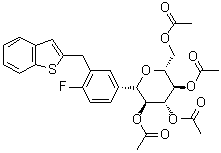 structure of CAS# 1034305-21-9, (1S)-1,5-Anhydro-1-C-[3-(benzo[b]thien-2-ylmethyl)-4-fluorophenyl]-D-glucitol 2,3,4,6-tetraacetate