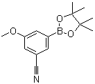 structure of CAS# 1035266-33-1, 3-Cyano-5-methoxyphenylboronic acid pinacol ester;3-Methoxy-5-(4,4,5,5-tetramethyl-1,3,2-dioxaborolan-2-yl)benzonitrile