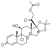 (11beta,16alpha)-21-(乙酰氧基)-9-氯-11-羟基-16,17-[(1-甲基亚乙基)二(氧基)]-孕甾-1,4-二烯-3,20-二酮分子结构 (CAS 10392-75-3)