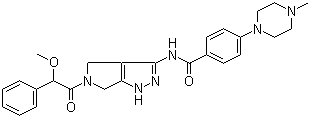 4-(4-Methyl-1-piperazinyl)-N-[1,4,5,6-tetrahydro-5-(2-methoxy-2-phenylacetyl)pyrrolo[3,4-c]pyrazol-3-yl]benzamide molecular structure (CAS 1044136-93-7)