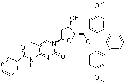 N-Benzoyl-5'-O-[bis(4-methoxyphenyl)phenylmethyl]-2'-deoxy-5-methylcytidine molecular structure (CAS 104579-03-5)