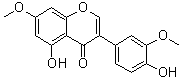 structure of CAS# 104668-88-4, 7,3'-Di-O-methylorobol;5-Hydroxy-3-(4-hydroxy-3-methoxyphenyl)-7-methoxy-4H-1-benzopyran-4-one