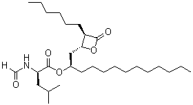 N-Formyl-D-leucine (1R)-1-[[(2R,3R)-3-hexyl-4-oxo-2-oxetanyl]methyl]dodecyl ester molecular structure (CAS 104872-27-7)