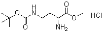 结构式 CAS# 1052649-77-0, (2R)-2-氨基-4-[[叔丁氧羰基]氨基]丁酸甲酯盐酸盐