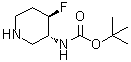 structure of CAS# 1052713-46-8, rel-N-[(3R,4R)-4-Fluoro-3-piperidinyl]carbamic acid 1,1-dimethylethyl ester