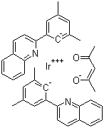 Bis(2-(3,5-dimethylphenyl)quinoline-C2,N')(acetylacetonato)iridium(III) molecular structure (CAS 1056874-46-4)