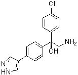 structure of CAS# 1056901-62-2, (+)-(S)-2-Amino-1-(4-chlorophenyl)-1-[4-(1H-pyrazol-4-yl)phenyl]ethanol;(alphaS)-alpha-(Aminomethyl)-alpha-(4-chlorophenyl)-4-(1H-pyrazol-4-yl)benzenemethanol