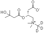 structure of CAS# 1058636-00-2, (2R)-3-Carboxy-2-(3-hydroxy-3-methyl-1-oxobutoxy)-N,N-dimethyl-N-(methyl-d<sub>3</sub>)-1-propanaminium inner salt