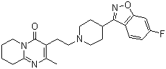 结构式 CAS# 106266-06-2, 利培酮; 3-[2-[4-(6-氟-1,2-苯并异噁唑-3-基)-1-哌啶]乙基]-6,7,8,9-四氢-2-甲基-4H-吡啶并[1,2-a]嘧啶-4-酮