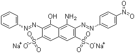 structure of CAS# 1064-48-8, Acid Black 1;C.I. 20470; Amido Schwarz; Aniline Blue Black; Naphthol blue black; 4-Amino-5-hydroxy-3-(p-nitrophenylazo)-6-(phenylazo)-2,7-naphthalenedisulfonic acid disodium salt; Naphthalene black 10B; Amido black 10B