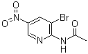 structure of CAS# 1065074-93-2, N-(3-Bromo-5-nitropyridin-2-yl)acetamide