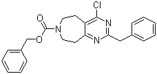 structure of CAS# 1065113-62-3, 4-Chloro-5,6,8,9-tetrahydro-2-(phenylmethyl)-7H-pyrimido[4,5-d]azepine-7-carboxylic acid phenylmethyl ester