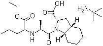 structure of CAS# 107133-36-8, Perindopril erbumine;1-[2-(1-Ethoxycarbonylbutylamino)propanoyl]-2,3,3a,4,5,6,7,7a-octahydroindole-2-carboxylic acid 2-methyl-2-propanamine (1:1)