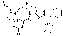 结构式 CAS# 1071992-99-8, SM 406; (5S,8S,10aR)-N-(二苯基甲基)十氢-5-[[(2S)-2-(甲基氨基)-1-氧代丙基]氨基]-3-(3-甲基-1-氧代丁基)-6-氧代吡咯并[1,2-a][1,5]二氮杂环辛烷-8-甲酰胺