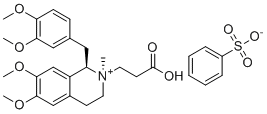 structure of CAS# 1075727-06-8, Atracurium cis-Quaternary Acid;(1R,2R)-2-(2-Carboxyethyl)-1-(3,4-dimethoxybenzyl)-6,7-dimethoxy-2-methyl-1,2,3,4-tetrahydroisoquinolin-2-ium benzenesulfonate