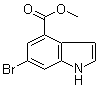 结构式 CAS# 107650-22-6, 6-溴-1H-吲哚-4-甲酸甲酯