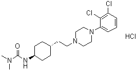 structure of CAS# 1083076-69-0, Cariprazine hydrochloride;N'-[trans-4-[2-[4-(2,3-Dichlorophenyl)-1-piperazinyl]ethyl]cyclohexyl]-N,N-dimethylurea hydrochloride (1:1); RGH 188 hydrochloride
