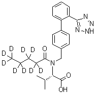 N-(1-Oxopentyl-2,2,3,3,4,4,5,5,5-d<sub>9</sub>)-N-[[2'-(2H-tetrazol-5-yl)[1,1'-biphenyl]-4-yl]methyl]-L-valine molecular structure (CAS 1089736-73-1)