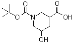1-(tert-Butoxycarbonyl)-5-hydroxypiperidine-3-carboxylic acid molecular structure (CAS 1095010-48-2)