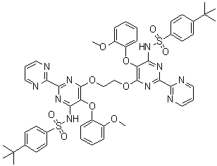 structure of CAS# 1097263-60-9, Bosentan Impurity C;N,N'-[1,2-Ethanediylbis[oxy[5-(2-methoxyphenoxy)[2,2'-bipyrimidine]-6,4-diyl]]]bis[4-(1,1-dimethylethyl)benzenesulfonamide]