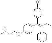 structure of CAS# 110025-28-0, 4-[1-[4-[2-(Methylamino)ethoxy]phenyl]-2-phenyl-1-buten-1-yl]phenol