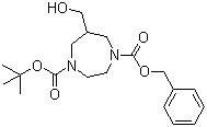 structure of CAS# 1105187-33-4, Tetrahydro-6-hydroxymethyl-1H-1,4-diazepine-1,4(5H)-dicarboxylic acid 1-(1,1-dimethylethyl) 4-(phenylmethyl) ester