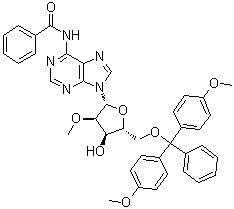 N-苯甲酰基-5'-O-[二(4-甲氧基苯基)苯基甲基]-2'-O-甲基腺苷分子结构 (CAS 110764-72-2)