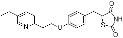 结构式 CAS# 111025-46-8, 匹格列酮; 5-[[4-[2-(5-乙基吡啶-2-基)乙氧基]苯基]甲基]-1,3-噻唑烷-2,4-二酮