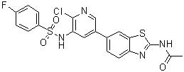 N-[6-[6-Chloro-5-[[(4-fluorophenyl)sulfonyl]amino]-3-pyridinyl]-1,3-benzothiazol-2-yl]acetamide molecular structure (CAS 1112980-86-5)