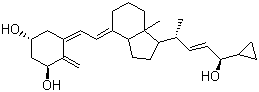 structure of CAS# 112828-00-9, Calcipotriol;Calcipotriene; (1R,3S,5Z)-5-[(2E)-2-[1-[(E,2R,5R)-5-Cyclopropyl-5-hydroxypent-3-en-2-yl]-7a-methyl-2,3,3a,5,6,7-hexahydro-1H-inden-4-ylidene]ethylidene]-4-methylidenecyclohexane-1,3-diol